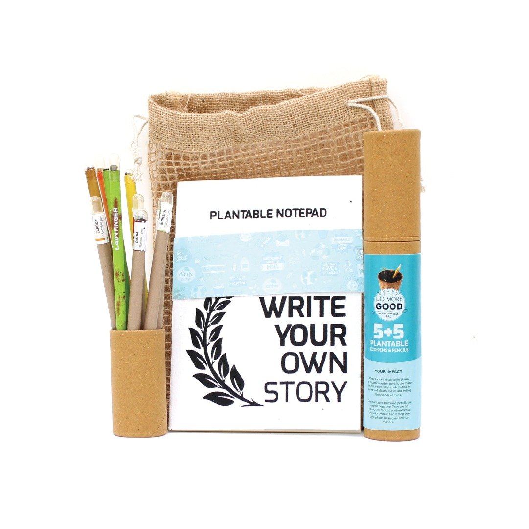 Plantable jute kit (1 Note pad + 2 seed pen + 2 seed pencil)