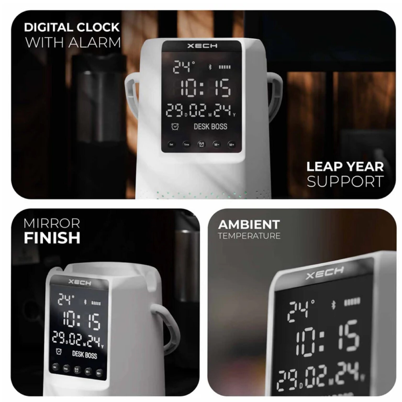 Xech Desk Boss Bluetooth Speaker with Digital Clock | Officeoye