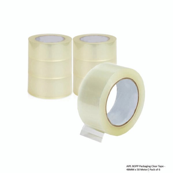 AIPL BOPP Packaging Clear Tape - 48MM x 50 Meter- Pack of 6 