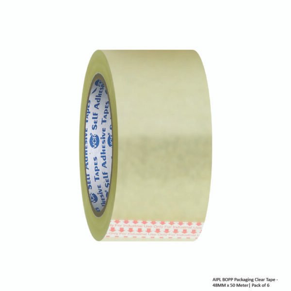 AIPL BOPP Packaging Clear Tape - 48MM x 50 Meter- Pack of 6  - Image 2