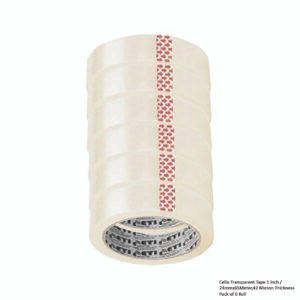 Cello Transparent Tape 1 inch - 24mmx65Meter,42 Micron Thickness Pack of 6 Roll