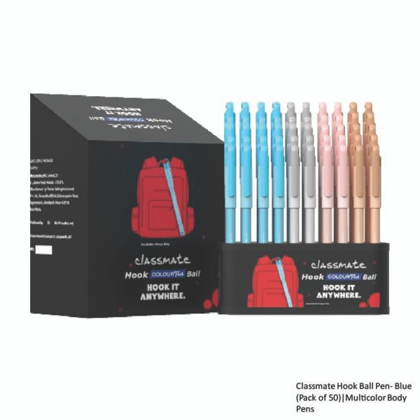 Classmate Hook Ball Pen- Blue (Pack of 50)-Multicolor Body Pens - Image 2