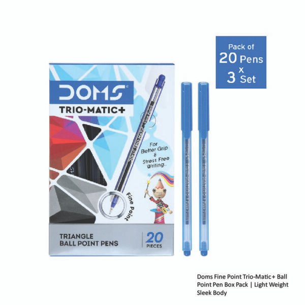 Doms Fine Point Trio-Matic + Ball Point Pen Box Pack - Light Weight Sleek Body - Image 2