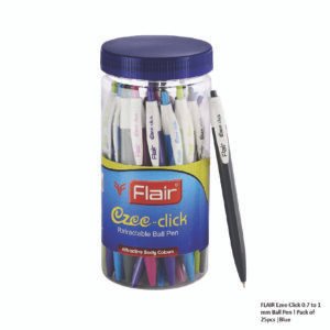 FLAIR Ezee Click 0.7 to 1 mm Ball Pen Pack of 25pcs -Blue