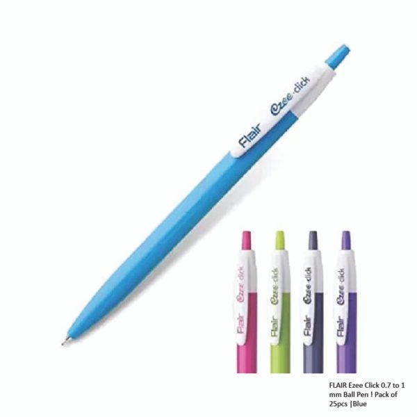 FLAIR Ezee Click 0.7 to 1 mm Ball Pen Pack of 25pcs -Blue - Image 2