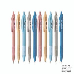 FLAIR Srx 0.7mm Retractable Ball Pen Box Pack-Vibrant Solid Body Colours - Blue Ink