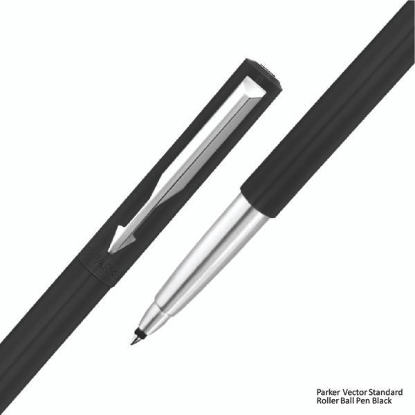 Parker Classic Stainless Steel Gold Trim Ball Pen - Blue Ink - Image 2