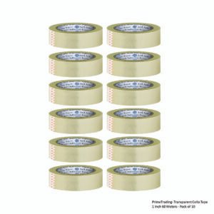 PrimeTrading- Transparent Cello Tape 1 Inch 60 Meters - Pack of 10