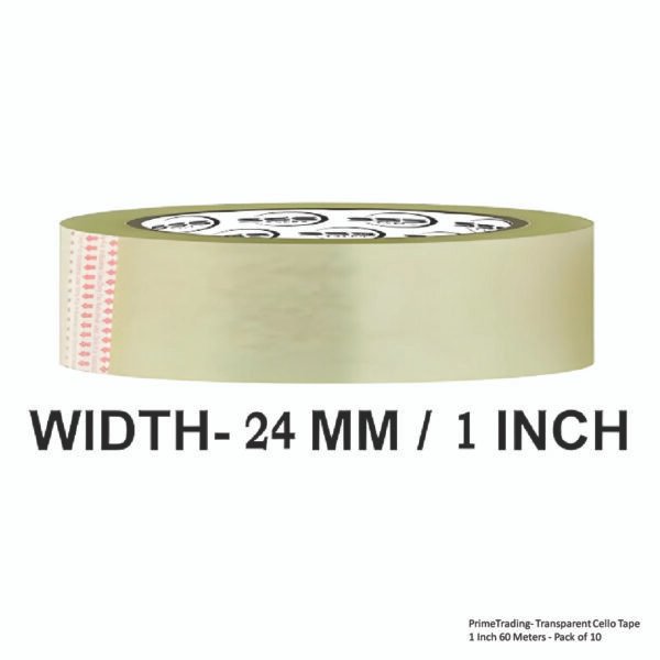 PrimeTrading- Transparent Cello Tape 1 Inch 60 Meters - Pack of 10 - Image 2