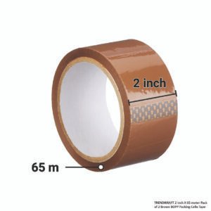 TRENDIKRAFT 2 inch X 65 meter Pack of 2 Brown BOPP Packing Cello Tape