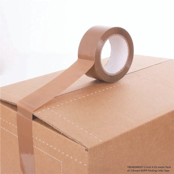 TRENDIKRAFT 2 inch X 65 meter Pack of 2 Brown BOPP Packing Cello Tape - Image 2