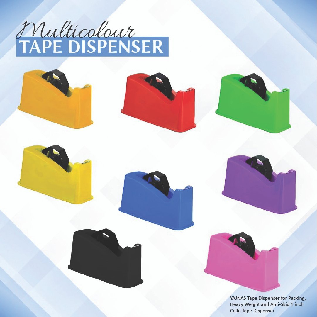 YAJNAS Tape Dispenser for Packing, Heavy Weight and Anti-Skid 1 inch Cello Tape Dispenser_2