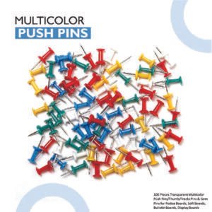 100 Pieces Transparent Multicolor Push Pins-Thumb-Tracks Pins & Gem Pins for Notice Boards, Soft Boa