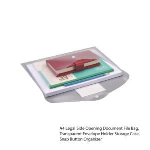 A4 Legal Side Opening Document File Bag, Transparent Envelope Holder Storage Case