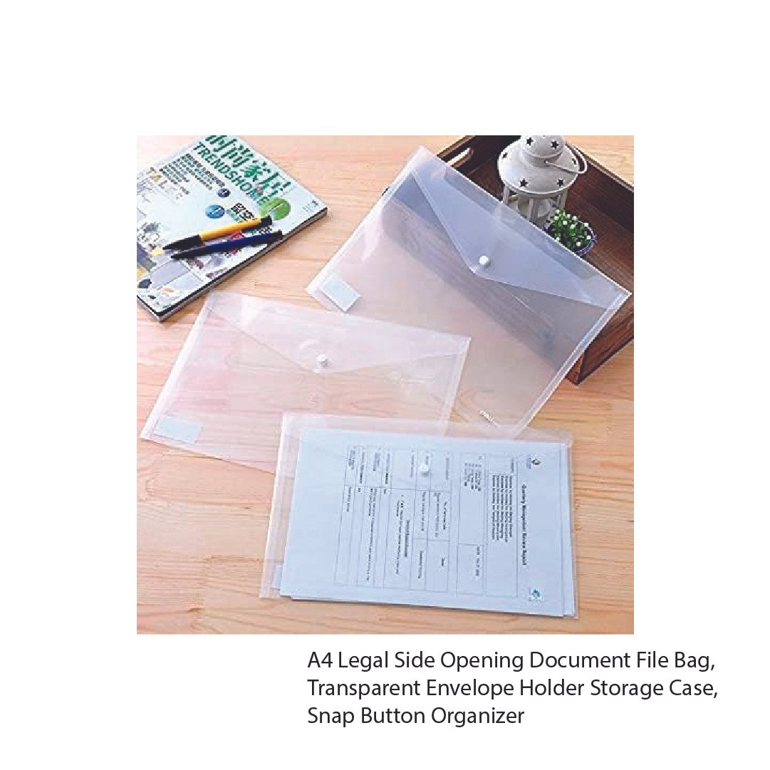 A4 Legal Side Opening Document File Bag, Transparent Envelope Holder Storage Case - Image 3