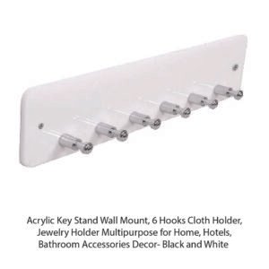 Acrylic Key Stand Wall Mount, 6 Hooks