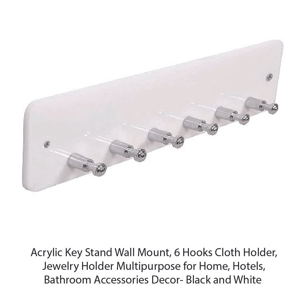 Acrylic Key Stand Wall Mount, 6 Hooks