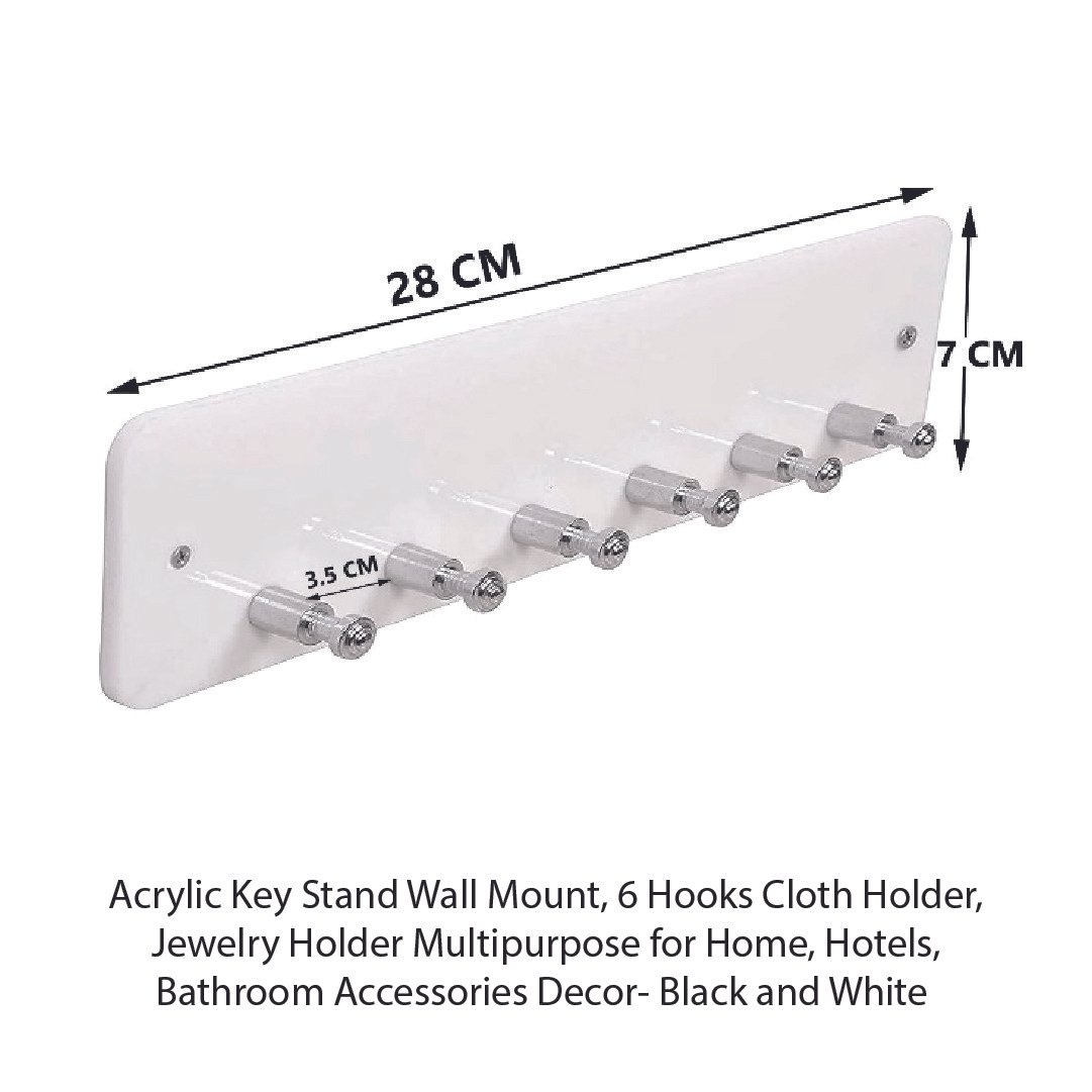 Acrylic Key Stand Wall Mount, 6 Hooks - Image 3