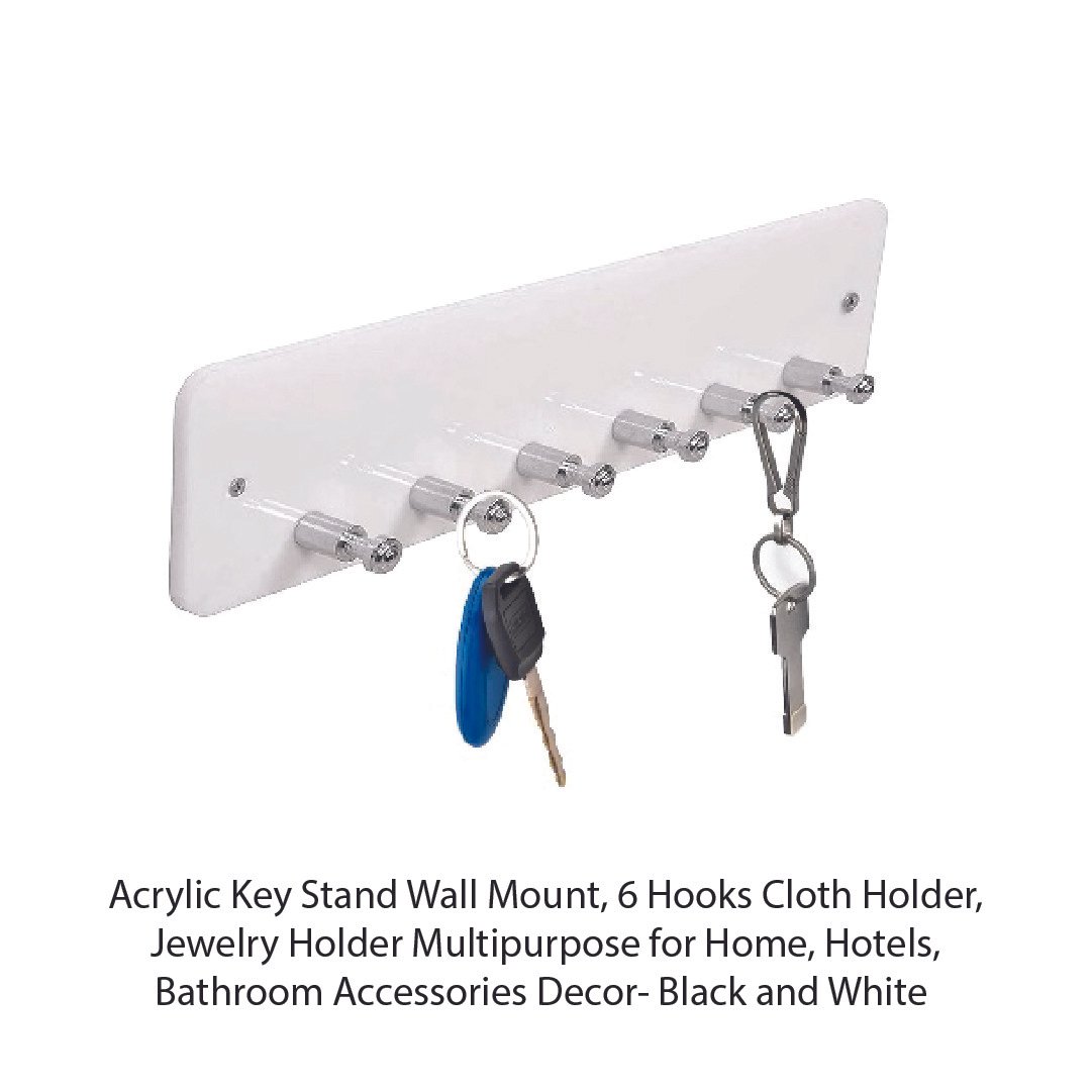 Acrylic Key Stand Wall Mount, 6 Hooks - Image 2