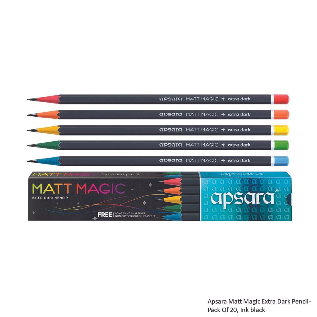 Apsara Matt Magic Extra Dark Pencil-Pack Of 20, Ink black