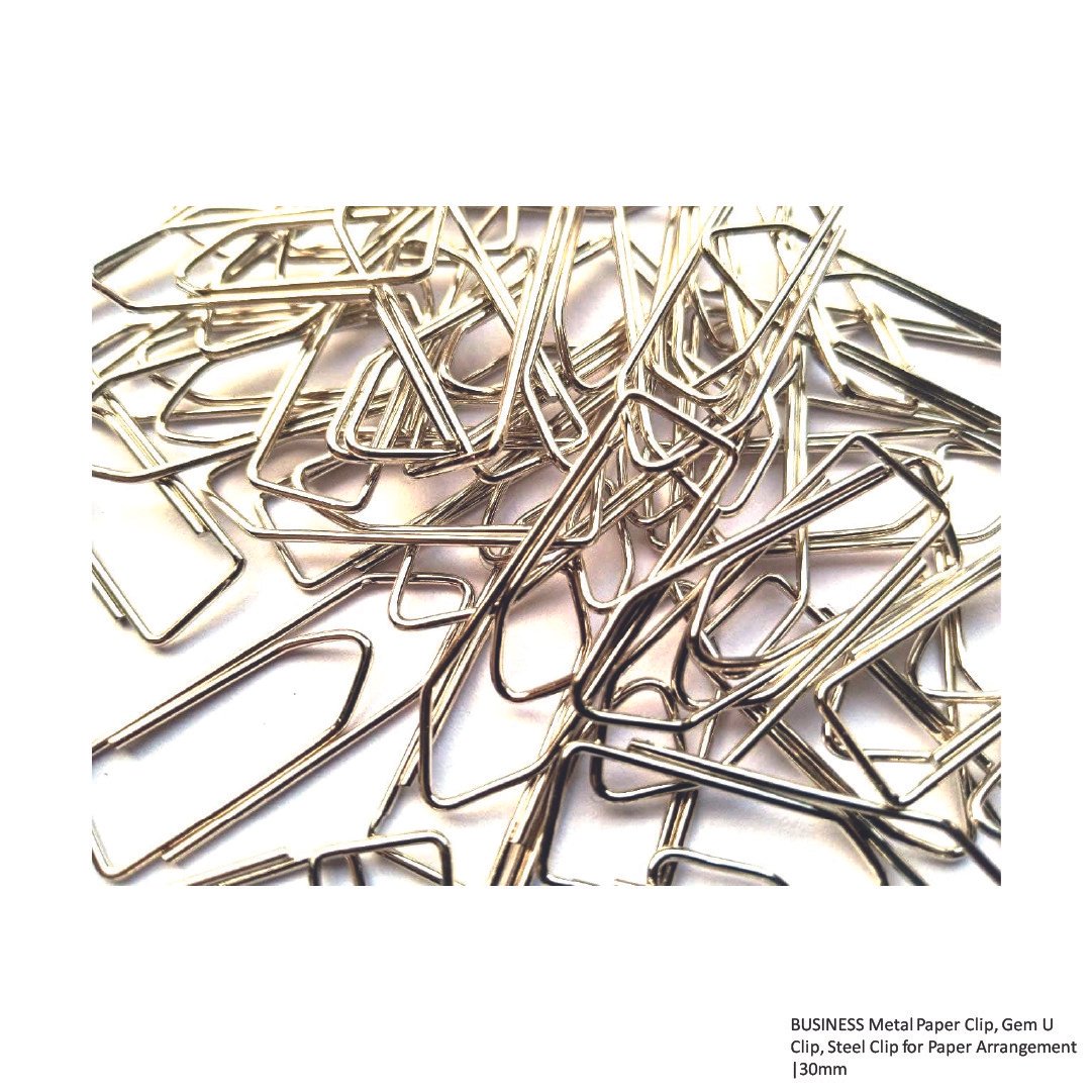 BUSINESS Metal Paper Clip, Gem U Clip, Steel Clip for Paper Arrangement -30mm - Image 2