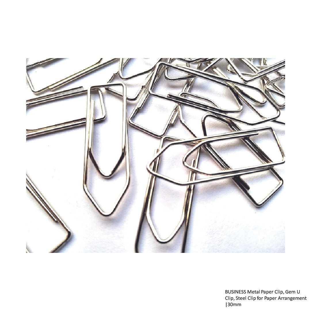BUSINESS Metal Paper Clip, Gem U Clip, Steel Clip for Paper Arrangement -30mm - Image 3