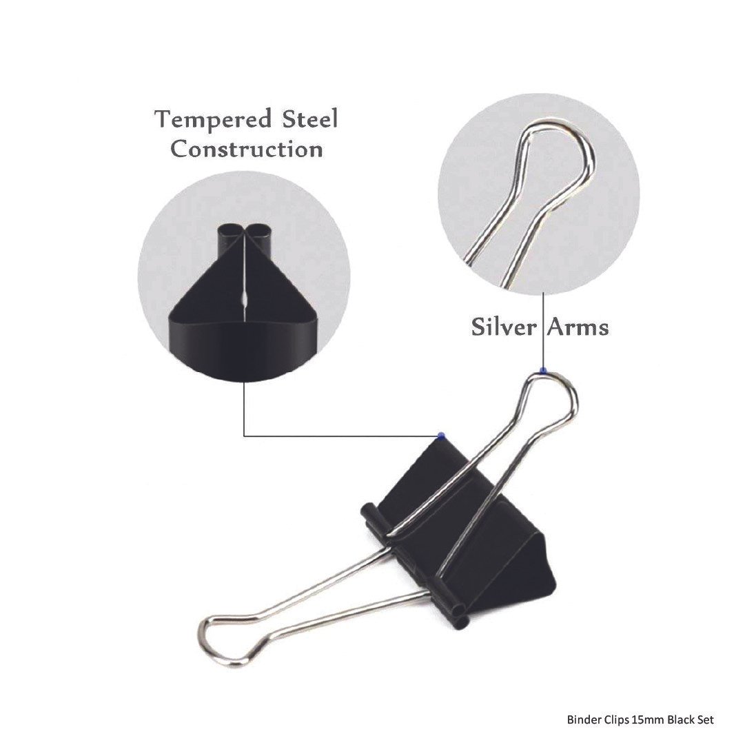 Binder Clips 15mm Black Set - Image 3