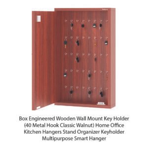 Box Engineered Wooden Wall Mount Key Holder (40 Metal Hook Classic Walnut)