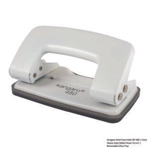 Kangaro Desk Essentials DP-480 2 Hole Heavy Duty Metal Paper Punch - Removable Chip Tray