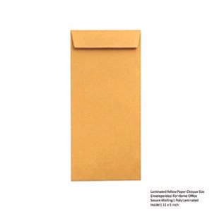 Laminated Yellow Paper Cheque Size Envelope Ideal For Home Office Secure Mailing - Poly Laminated