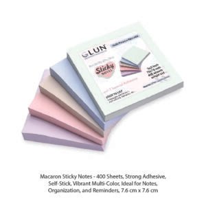 Macaron Sticky Notes - 400 Sheets, Strong Adhesive, Self-Stick, Vibrant Multi-Color, Ideal for Notes