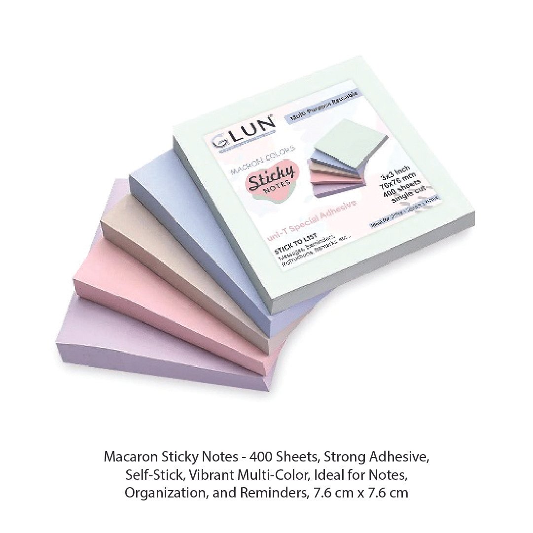 Macaron Sticky Notes - 400 Sheets, Strong Adhesive, Self-Stick, Vibrant Multi-Color, Ideal for Notes