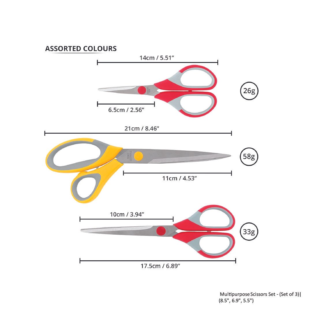 Multipurpose Scissors Set - (Set of 3)- (8.5-, 6.9-, 5.5-) - Image 2
