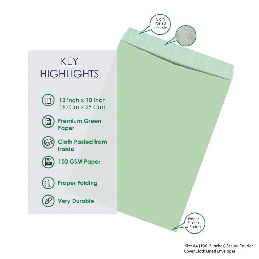 Size A4 (10X12 inches) Secure Courier Cover Cloth Lined Envelopes