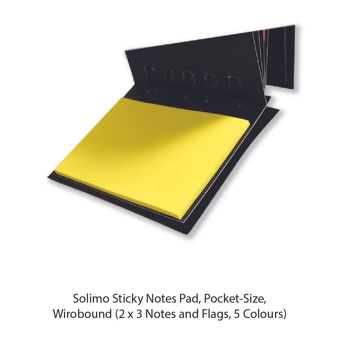 Solimo Sticky Notes Pad, Pocket-Size, Wirobound (2 x 3 Notes and Flags, 5 Colours) - Image 2