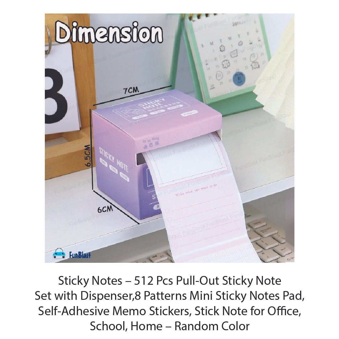 Sticky Notes – 512 Pcs Pull-Out Sticky Note Set with Dispenser, 8 Patterns Mini Sticky Notes Pad - Image 3
