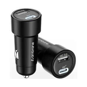 Ambrane-51W-Fast-Charging-Car-Charger-Dual-Output-33W-Type-C-PD-18W-USB-Car-Adapter.