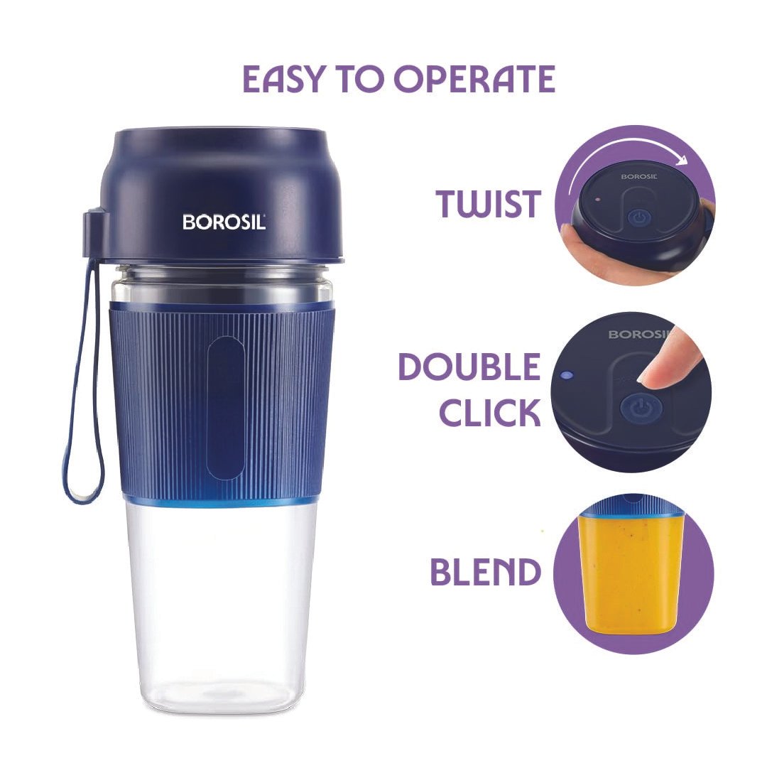 Borosil-NutriGrip-Blue-Portable-Blender-40W-Low-Noise-DC-Motor-300ml-Unbreakable-PC-Jar.