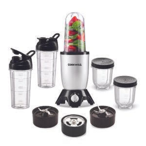 Cookwell-Bullet-Mixer-Grinder-5-Jars-3-Blades-Silver-Copper-600-Watts-2-Year-Warranty.