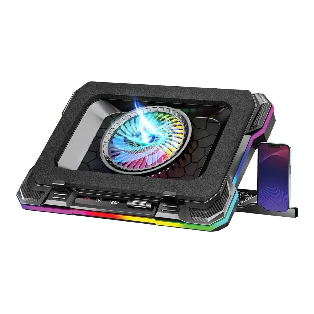 ZEBRONICS-NC9200-Laptop-Cooling-Pad-140mm-RGB-LED-Fan-Upto-19-inch-Laptop-Dual-USB-Port-Magneti.