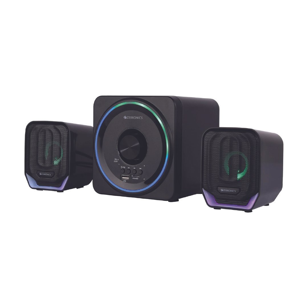 ZEBRONICS Pluto 2-2.1 Channel Desktop Speaker with 15 watts Output, Bluetooth 5.0, USB, mSD, FM.