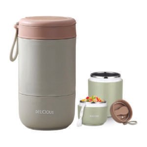 daiDokoro 730ml Stainless Steel Leakproof Lunch Pot-Meal Jar with Foldable Spoon for Office-School.